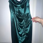 Revelry Satin Slit Long Prom Formal Gown Slip Green Size M Photo 3