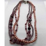 NY & Co pink & lavender stranded necklace choker fashion jewelry‎ signed AOI Photo 0