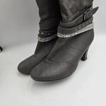 Vanity Gray Studded Rhinestone Knee High Boots Heeled Size 8.5 Alla VT Photo 14