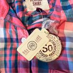 SO  Perfect Shirt Pink & Blue Plaid Soft Rayon‎ Relaxed Fit Button Front Size M Photo 11