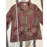 Bonworth Jacket Womens XS RedPink Gold Patchwork Collared Button Front Boho Chic Photo 3