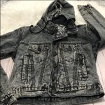 JOYRICH hooded acid wash denim jean gray jacket S Black Photo 9