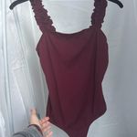 Maroon Ruffle Bodysuit Red Size M Photo 2
