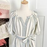 Faherty Dream Cotton Carmel Stripe Gauze Midi Shirt Dress Cream/Blue Sz XS NWT Photo 2
