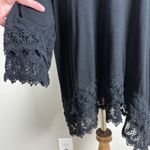 Ulla Popken Tunic Top Womens 16/18 Black Lace Trim 3/4 Sleeve V Photo 5