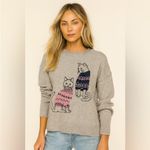 Beldini Double Knit Cat sweater from Beldinni Grey kitties graphic design Sz Large Photo 1