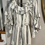 American Eagle Outfitters Black and White Ruffle Blouse Photo 2