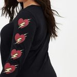 Torrid Slim Fit 2 Heart Bolt Print Knit Crew Neck Black Graphic Tee Photo 3