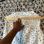 American Eagle American Eagle White Blue Ditsy Floral Linen Cotton Tie Back Cutout Mini Dress Photo 9