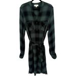 Cloth & Stone  Plaid Shirt Dress Button Front Long Sleeve Green Size Large Photo 3
