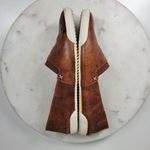 Frye Melanie Shoes Womens 7 Cognac Brown Leather Embossed Logo Slip On Flats Photo 9