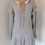 Something Navy Gray Ruffled Sweatshirt Dress Photo 0