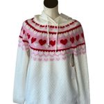 NWT Cupcakes & Cashmere Heart Print Hooded Sweater Matching Socks White Size M Photo 1