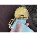 Gutos W germany elastic belt round filigree clasp goldtone blue 1980s Photo 6