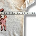 American Eagle  Women’s Cream Sequin Bambi Deer Rose Pullover Sweatshirt Size S/P Photo 6