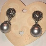 Brighton Corteo Silver Tone Gray Faux Pearl Boho Ball Drop Earrings Photo 0