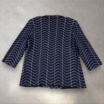 Misook  Heritage Knit Jacket Blazer Chevron Spiderweb Print Navy Sz L Photo 5
