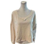 Altar'd State Women's Ivory V-Neck Thermal Blouse Size M Long Sleeve Photo 0