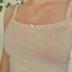 Vintage y2k Fairy Butterfly Embellished Cream Cotton Tank Top Tan Photo 0