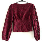 Yumi Kim  Caitlyn Shirt Womens Small Button Up Lace Top Burgundy Wine Red Photo 1