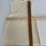 Cream Cable Knit Turtleneck Sleeveless Sweater Vest Women's Small Cozy Casual White Photo 6