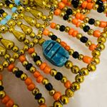 Egyptian Beaded Necklace Collar With Blue Scarabs, Cleopatra Photo 5