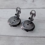 Vintage Clip On Earrings Very Unusual Dark Gray Domed & Bumpy Photo 5