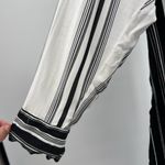 Embroidered tunic Black and White Striped Blouse Red rose Accent button up Size L Photo 6