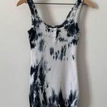 ZARA NWT Sz S Blue & White Tie Dye Print Mini Tank Dress Rib Knit Photo 0