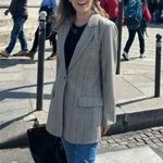 CO Oversized Striped Blazer Jacket Gray Womens XS Photo 11