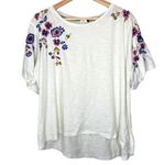 Anthropologie Akemi + Kim Embroidered Floral Bees Boho Flutter Sleeve Top Photo 0