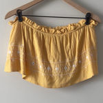 American Eagle  Outfitters Strapless Crop Top Yellow White Smocked Tube Top Crop Photo 0