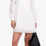 Madewell Pintucked Eyelet Mini Dress White XS NWT Clean Girl Quiet Luxury Photo 0