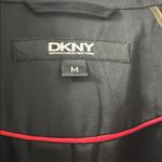 DKNY  Black fitted trench coat with interior red Trim. Pockets. Size Medium. Photo 8
