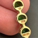 Signed 925 Gold Over Sterling Silver Vermeil Emerald Green CZ Row Drop Pendant Photo 11
