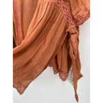 ZARA  Top Women XS NWT Orange Pink Sheer Boho Babydoll Tie Slit Side Cotton Photo 2