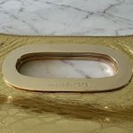 Michael Kors  Berkeley Metallic Gold Genuine Leather Snake Skin Print Clutch Bag Photo 1