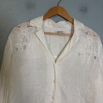 Madewell Womens Resort Long Sleeve Shirt Linen White Size XS Eyelet Embroidered Photo 3