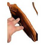 Vtg 1970s Ann Ringness Brown Novelty Hand Design Croc Emboss Leather Saddle Bag Photo 4