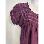 Little Yellow Button Purple Smocked Cotton & Modal Short Sleeve Blouse‎ Size S Photo 2