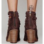 Free People Hybrid Antiqued Strappy Leather Heeled Bootie Chocolate Brown Size 9 Photo 11
