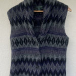 Lauren Ralph Lauren Lambswool Southwestern Tribal Cardigan Sweater Vest Medium Gray Photo 0