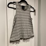W5  Anthropologie Size XS Olive Green White Stripe Tassel Hem Sleeveless Tank Top Photo 2