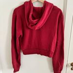 John Galt Red Cropped Zip Up Hoodie Photo 2