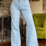 Y2K wide leg flare jeans light wash all cotton denim bare back yoke Size 28 Photo 2