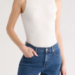 Madewell  Amel Sweater Tank Women's XS White Ribbed Sleeveless Funnel Neck NWT Photo 0