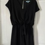 She & Sky  Black Drop Shoulder Tie Front Woven Romper - Size L Photo 0
