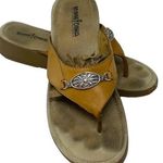 Minnetonka Leather Tan Silverado Silver Boho Flip Flop Thong Sandals ~ Womens 10 Photo 0