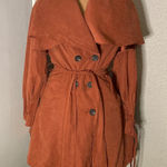 Brown Double Breasted Capelet Trench Coat S NEW Classic Retro Glam Preppy Retro Photo 0
