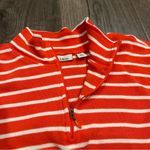 L.L.Bean Women's L French Sailor 1/4 Zip Pullover Orange White Stripe Long Sleeve Photo 1
